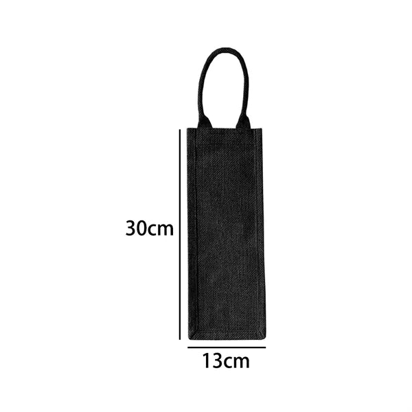 Jute Single Bottle Wine Tote Bag with Carry Handles