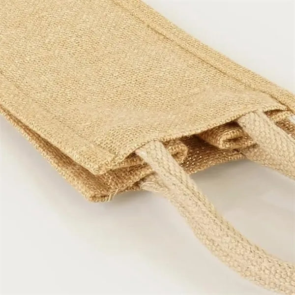 Jute Single Bottle Wine Tote Bag with Carry Handles