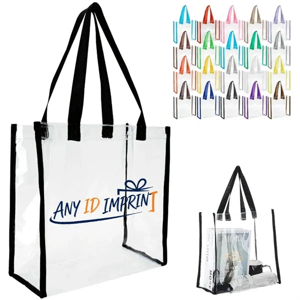 Clear PVC Tote Bag with Colored Trim and Handles