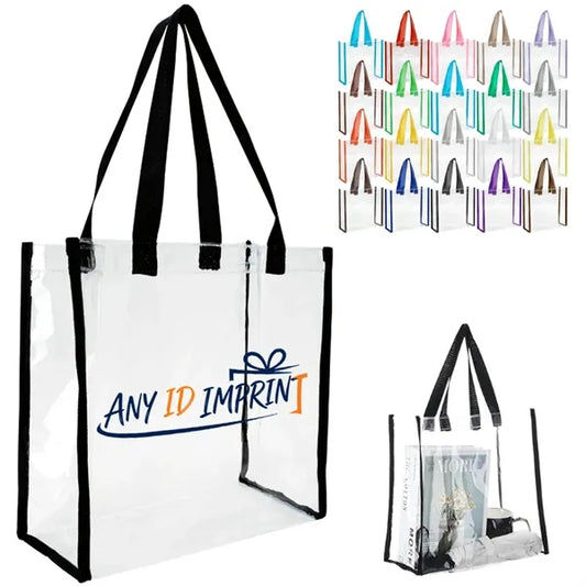 Clear PVC Tote Bag with Colored Trim and Handles
