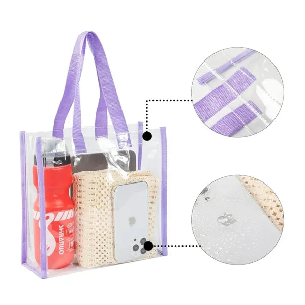 Clear PVC Tote Bag with Colored Trim and Handles