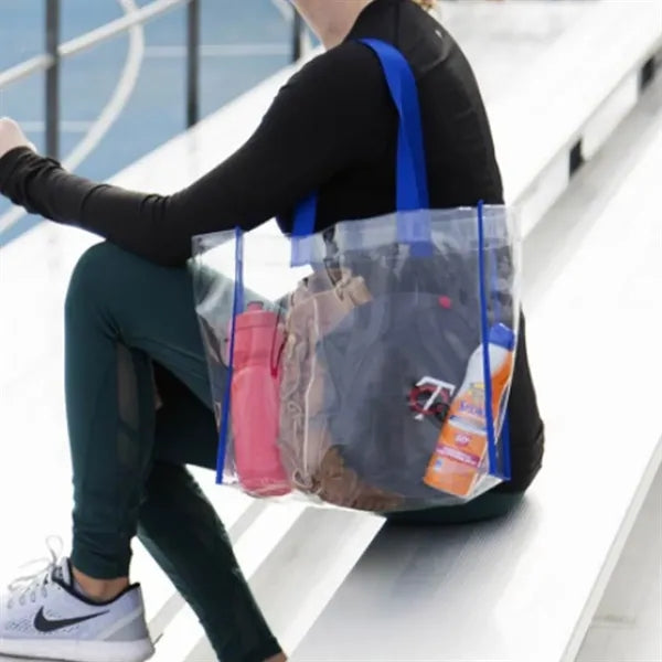 Clear PVC Tote Bag with Colored Trim and Handles