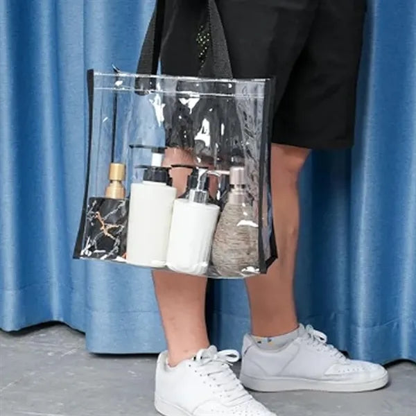 Clear PVC Tote Bag with Colored Trim and Handles