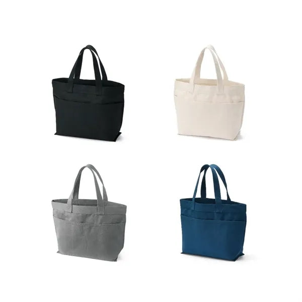 Cotton Canvas Tote Bag with Front Pocket and Long Handles