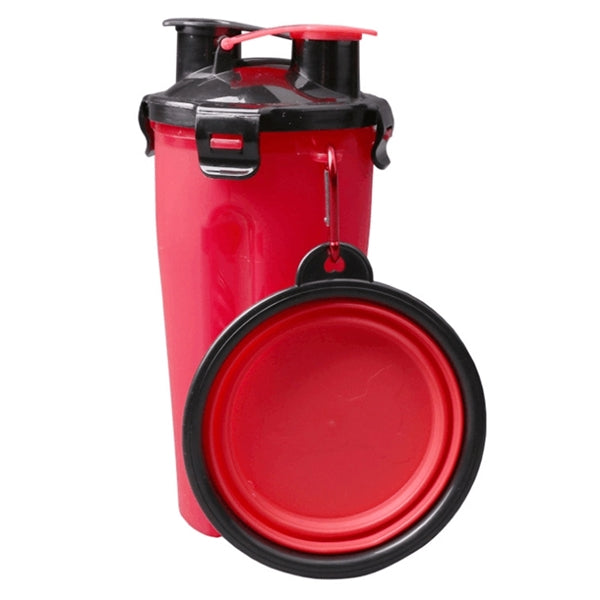 2 in 1 Portable Pet Food Water Cup With Folding Bowls