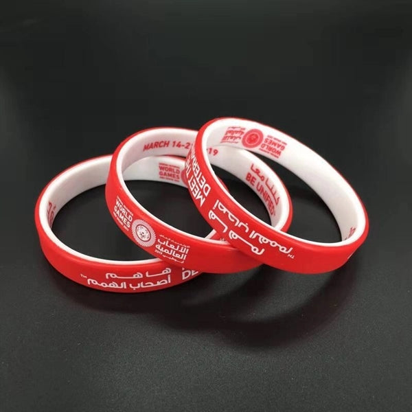 Dual Layered Silicone Bracelet w/ Screen Printed Logo