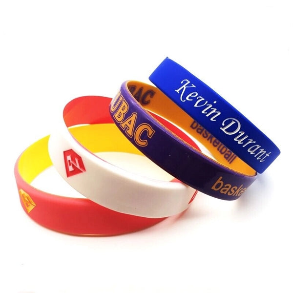Debossed Dual Layered Silicone Bracelet with Color Filled
