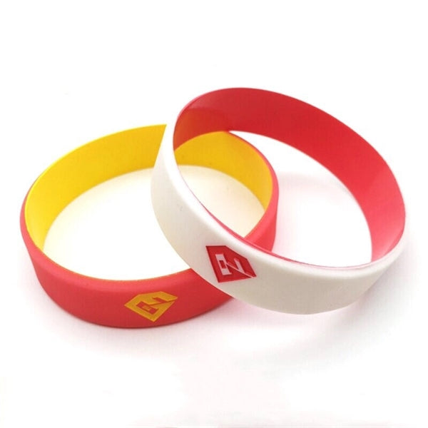 Debossed Dual Layered Silicone Bracelet with Color Filled