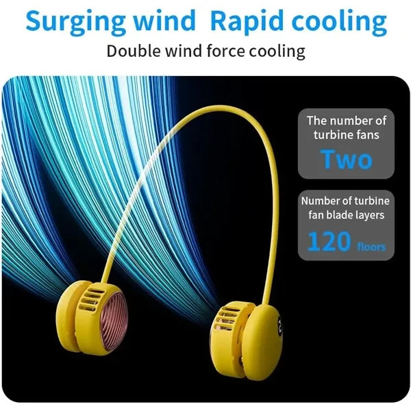 Bladeless Neck Fan Lightweight, USB Rechargeable, 5-Speed