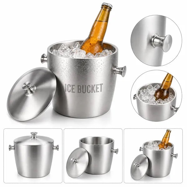 Logo Double Wall Stainless Steel Ice Bucket