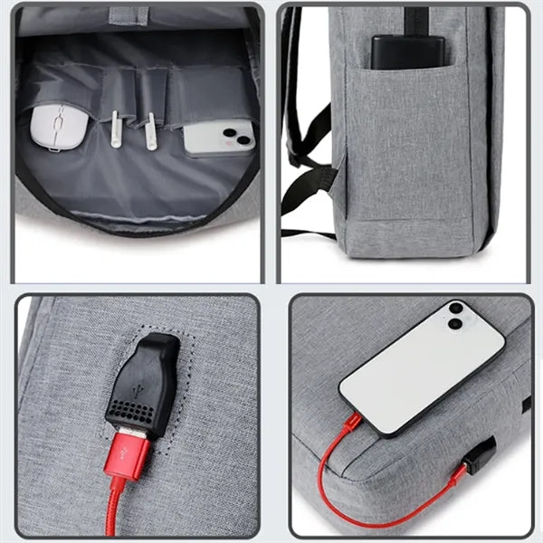 15L Slim USB Laptop Backpack with Anti-Theft Design