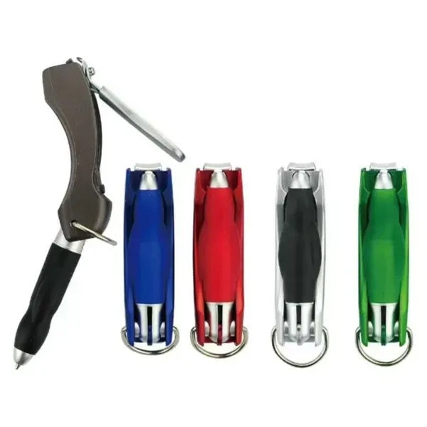 Foldable Nail Clippers Ballpoint Pen With Key Chain