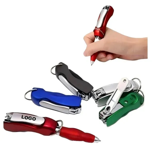 Foldable Nail Clippers Ballpoint Pen With Key Chain