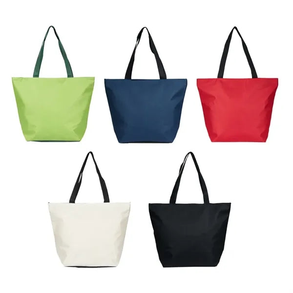 Two Tone Nylon Shopping Tote Bag with Contrast Handles