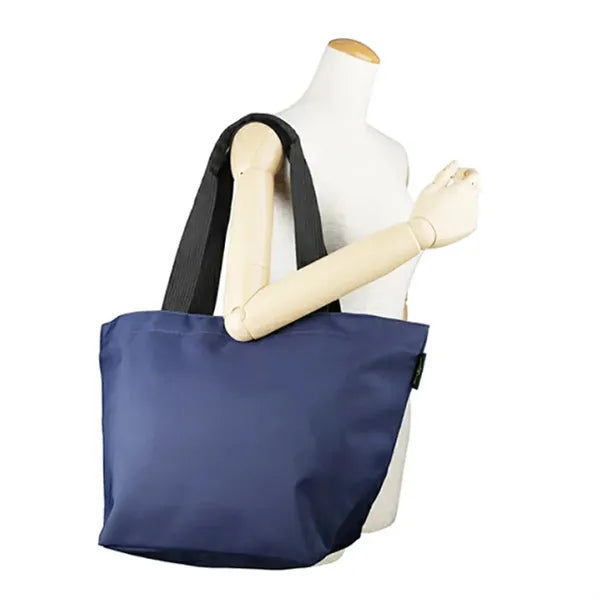 Two Tone Nylon Shopping Tote Bag with Contrast Handles