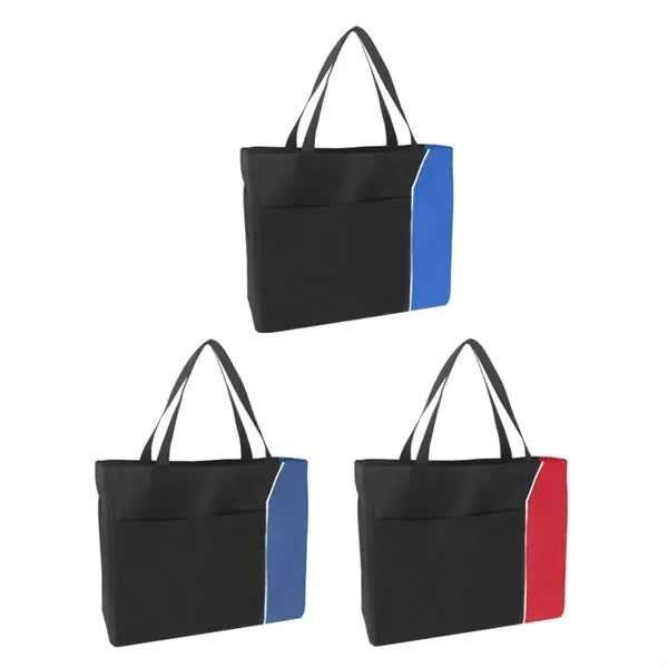 Two Tone Nylon Convention Tote Bag with Front Pocket