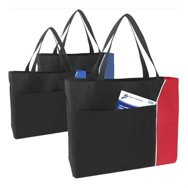 Two Tone Nylon Convention Tote Bag with Front Pocket