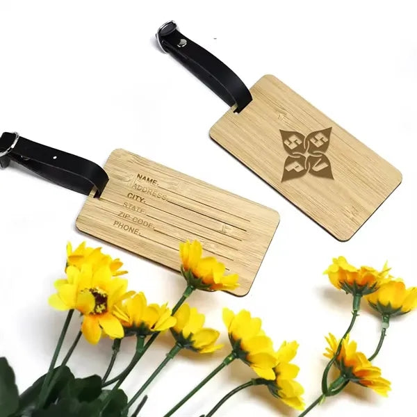 Eco-Friendly Bamboo Double-Sided Travel Luggage Tag