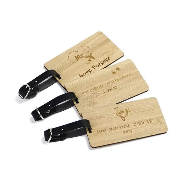 Eco-Friendly Bamboo Double-Sided Travel Luggage Tag