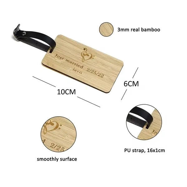 Eco-Friendly Bamboo Double-Sided Travel Luggage Tag