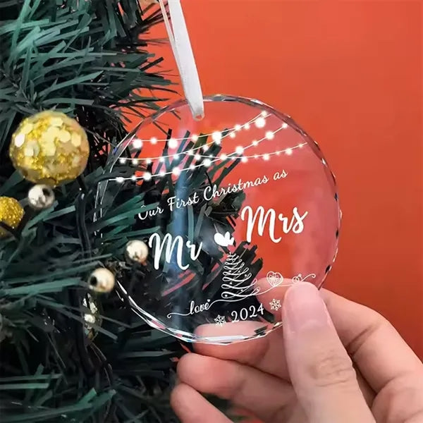 Clear Crystal Glass Ornament - Round 3.14"