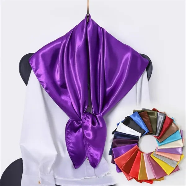 Women's solid color satin fashion glossy scarf