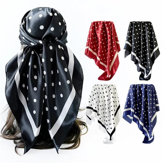 Polka dot printed headscarves and square scarves