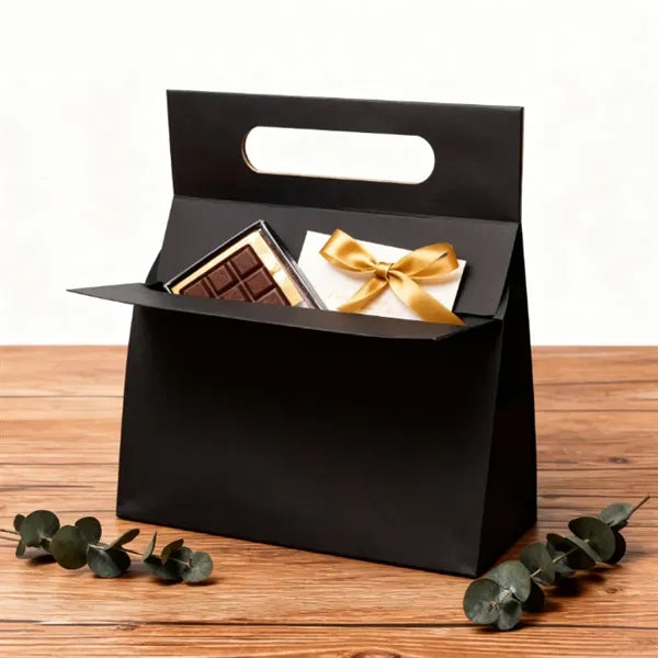 Grayboard Paper Gift Bag with Cutout Handles for Branding