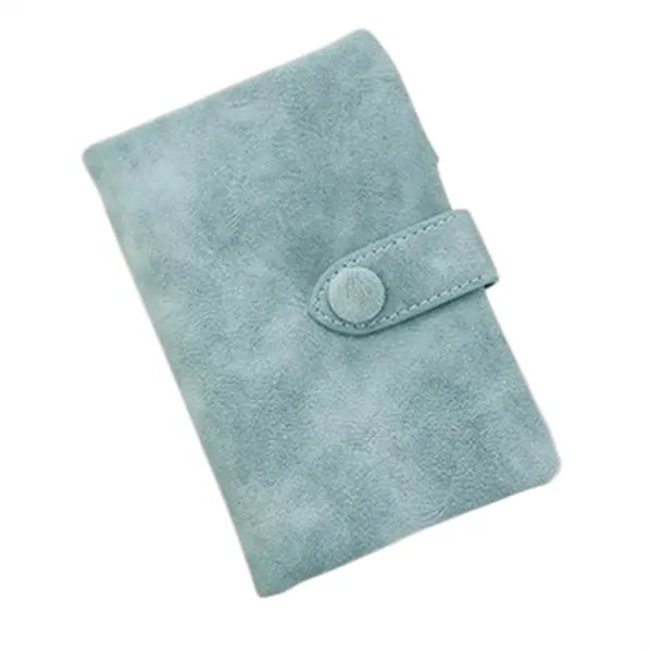 Matte PU Leather Trifold Wallet with Wrist Strap