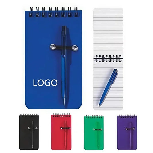 Pocket Sized Spiral Jotter Notebook With Pen