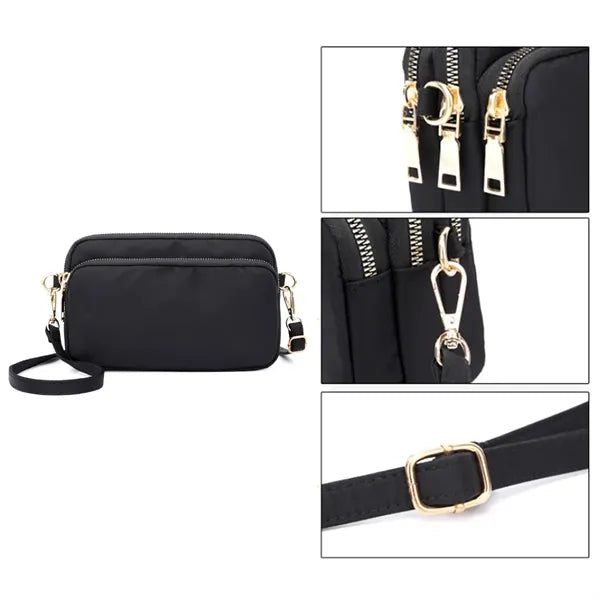 Nylon Crossbody Bag with Adjustable Strap