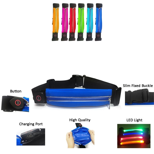 USB Rechargeable LED Running Waist Bag