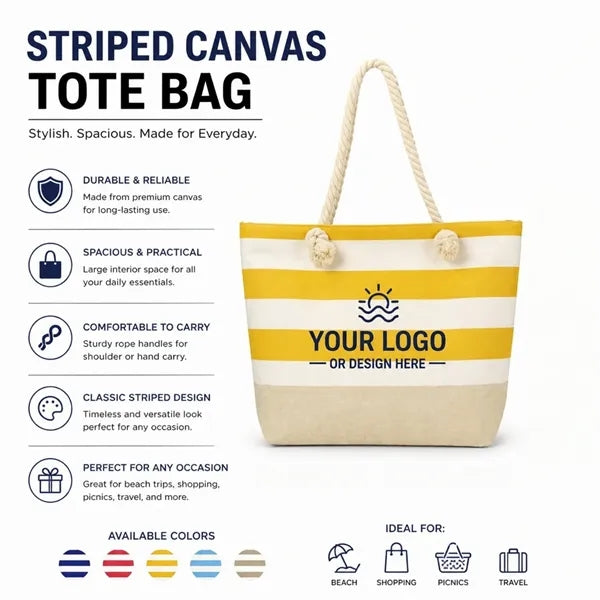 Patchwork Stripes Tote Beach Bag