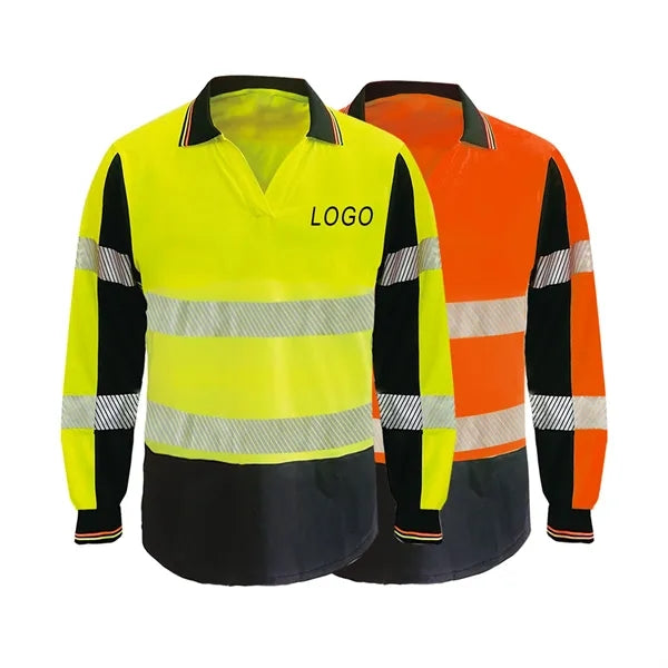 Reflective Tape Long Sleeve Safety Polo Shirt