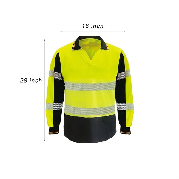 Reflective Tape Long Sleeve Safety Polo Shirt
