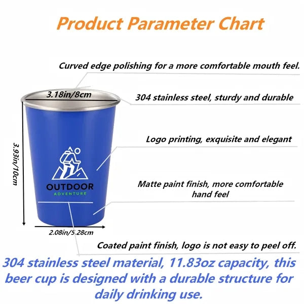 Logo 304 Stainless Steel Beer Cup Stackable