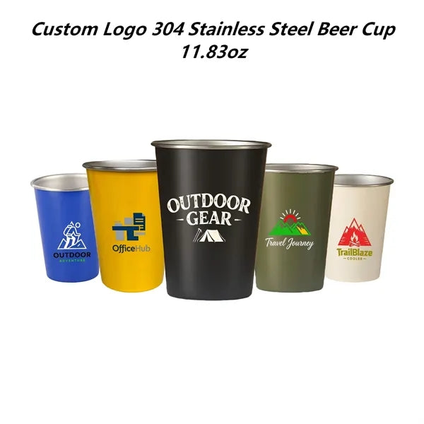 Logo 304 Stainless Steel Beer Cup Stackable
