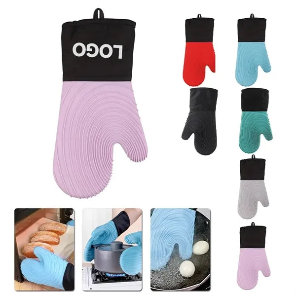 Heat Resistant Silicone Cotton Oven Mitts
