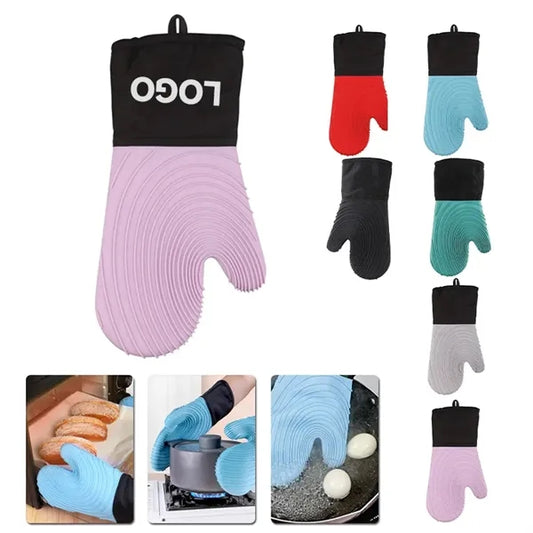 Heat Resistant Silicone Cotton Oven Mitts