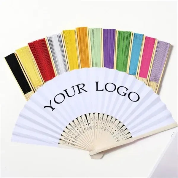 Handheld Folding Paper Fan With Bamboo Frame