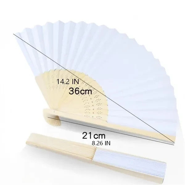 Handheld Folding Paper Fan With Bamboo Frame