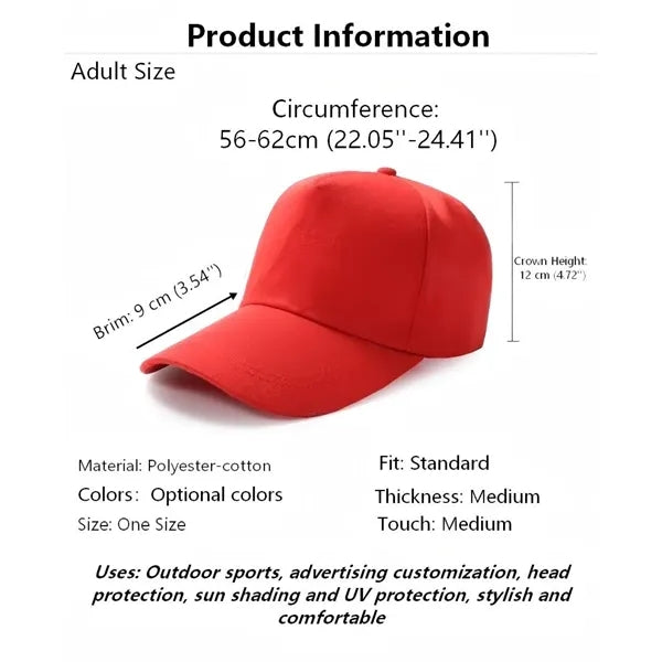 Logo Poly Cotton Baseball Cap 6 Panel Adjustable