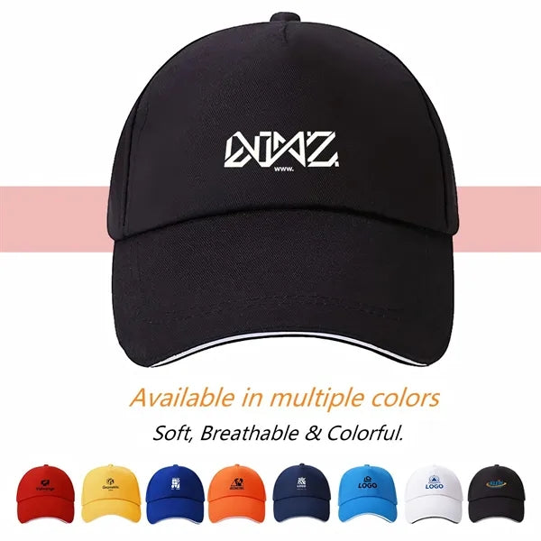 Logo Poly Cotton Baseball Cap 6 Panel Adjustable