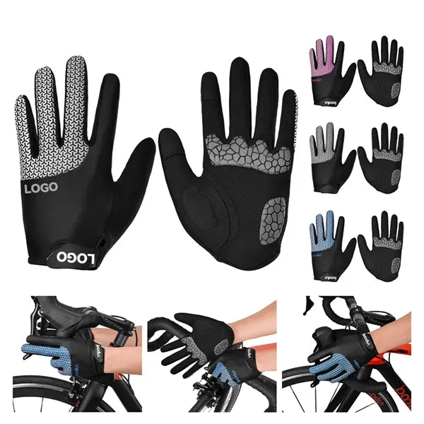 Long Finger Cycling Gloves Breathable Shockproof Quick Dry