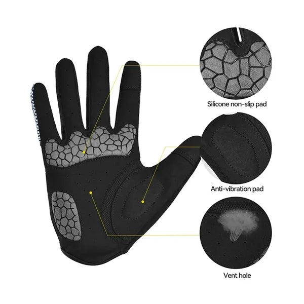 Long Finger Cycling Gloves Breathable Shockproof Quick Dry