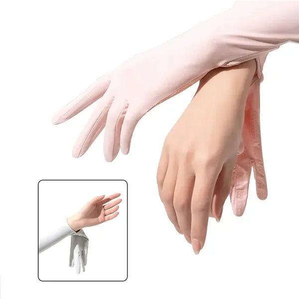 Ice Silk Nylon Sun Sleeves with Gloves UV Protection