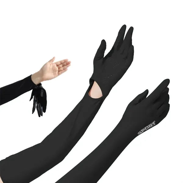 Ice Silk Nylon Sun Sleeves with Gloves UV Protection