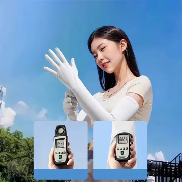 Ice Silk Nylon Sun Sleeves with Gloves UV Protection