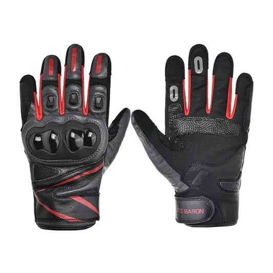 Leather Cycling Gloves Touchscreen Full Finger Anti-Fall