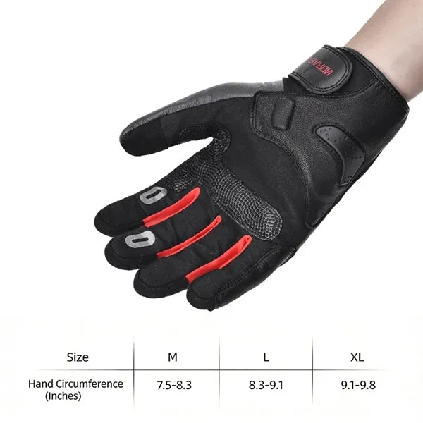 Leather Cycling Gloves Touchscreen Full Finger Anti-Fall